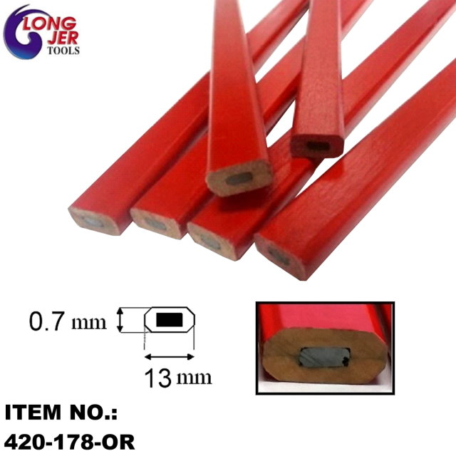 178mm RED OCTAGONAL CARPENTER PENCIL